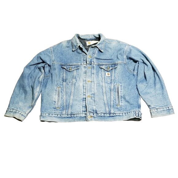 Carhartt Other - Carhartt Jean Jacket Men Size XL Denim Blanket Lined Trucker USA Vintage JB0998
